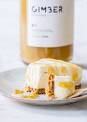 Gimber syrup topping on cheesecake